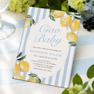 Convite de Chamada de Bebê Ciao Baby Lemon Blue