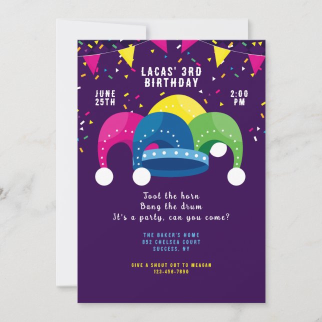 Convite de Chapéu de Bufão (Frente)