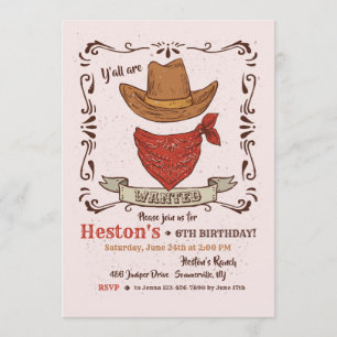 Convite de Chapéu de Cowboy e Bandana