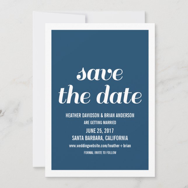 Convite de Charm Save the Date, Azul Escuro (Frente)