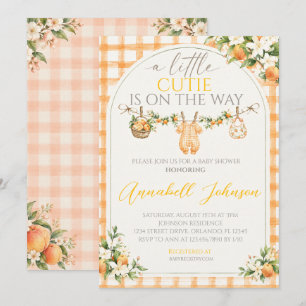 Convite de Chás de Bebê A Little Cutie Peach Gingh
