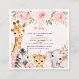 Convite de Chás de Bebê Animais da Safari Floral e