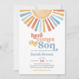Convite de Chás de Bebê Aqui Vem o Filho do Sol