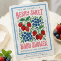 Convite de Chás de Bebê Berry Sweet | Morango