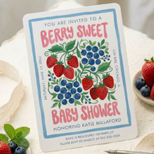 Convite de Chás de Bebê Berry Sweet   Morango