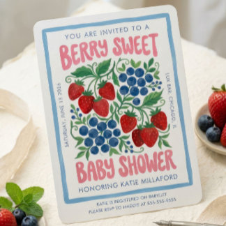 Convite de Chás de Bebê Berry Sweet | Morango