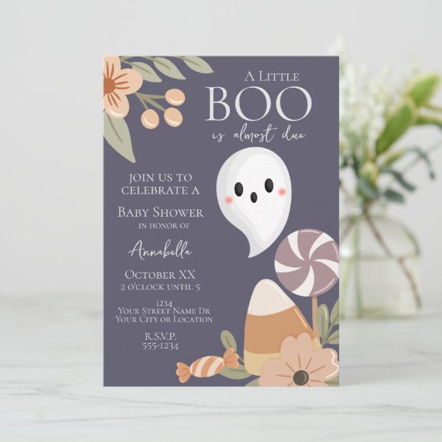 Convite de Chás de Bebê Boho de Halloween – Fantas (Em pé/Frente)