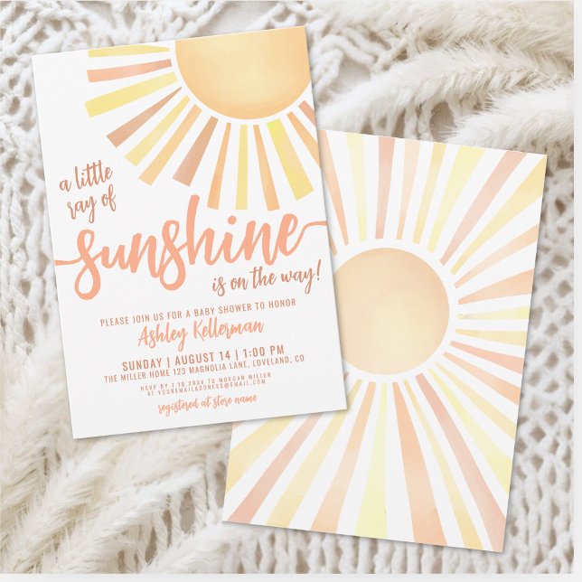 Convite de Chás de Bebê Boho Pequeno Raio de Sol (Little Ray Of Sunshine Boho Baby Shower Invitation)
