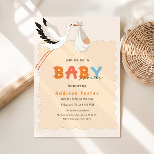 Convite de Chás de Bebê Boho Stork Sweet Baby Bund
