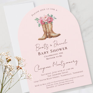 Convite de Chás de Bebê Botas e Brunch Floral Ro