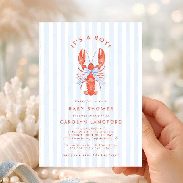 Convite de Chás de Bebê Coastal Cutie (Coastal Cutie Coquette Baby Shower Invitation)
