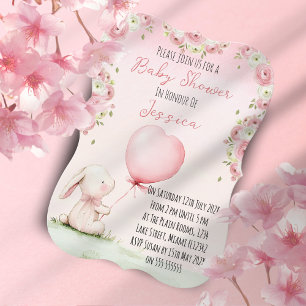Convite de Chás de Bebê Coelhinho Menina Fofa
