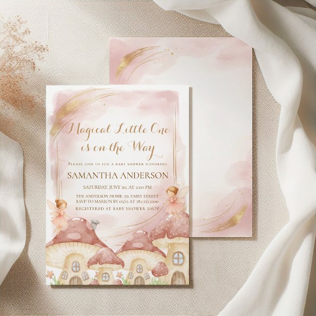 Convite de Chás de Bebê Cogumelo Floresta Encantad (Enchanted Woodland Mushroom Baby Shower Invitation)