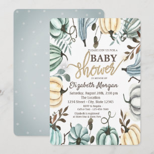 Convite de Chás de Bebê com Abóboras em Aquarela e