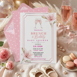 Convite de Chás de Bebê com Brunch Estético e Bolh
