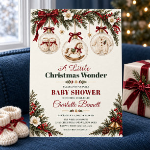 Convite de Chás de Bebê com Enfeites de Natal