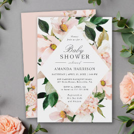 Convite de Chás de Bebê com Hortênsia Rosa