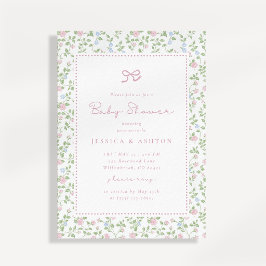 Convite de Chás de Bebê com Laço Floral Cottagecor