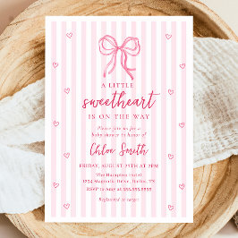 Convite de Chás de Bebê com Laço Rosa Little Sweet