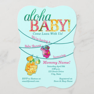 Convite de Chás de Bebê com Luau Ornamentado