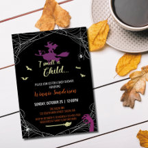Convite de Chás de Bebê com Tema Hocus Pocus