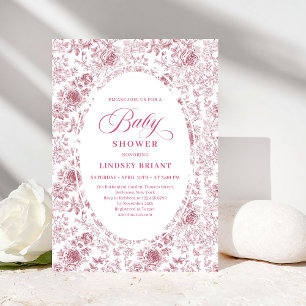 Convite de Chás de Bebê com Toile Floral Clássico
