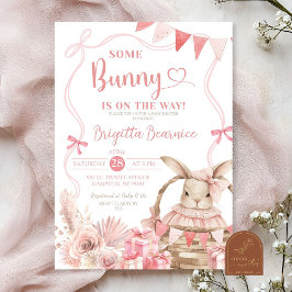 Convite de Chás de Bebê Coquete Bunny Rosa
