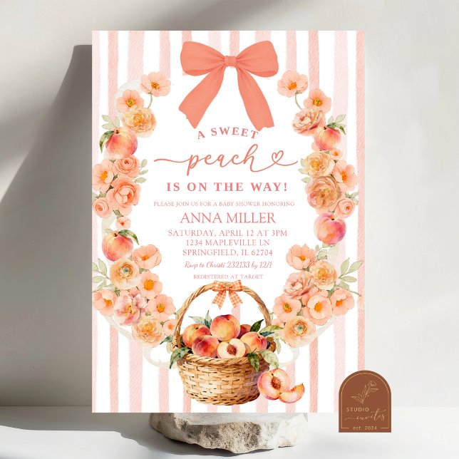 Convite de Chás de Bebê Coquette com Laço Floral d (Criador carregado)