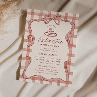 Convite de Chás de Bebê Cutie Pie Gingham de Outon