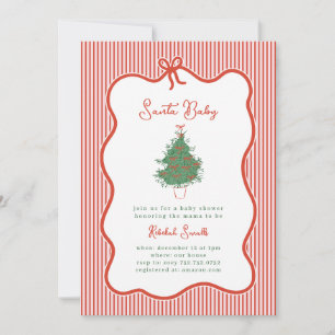 Convite de Chás de Bebê da Mamãe Noel com Laço Pré