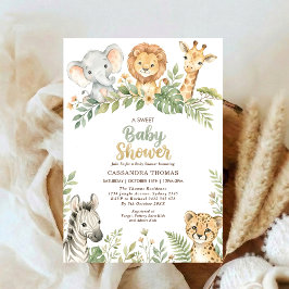Convite de Chás de Bebê de Animais da Selva Safari