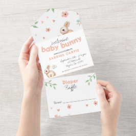 Convite de Chás de Bebê de Coelhinho e Sorteio de
