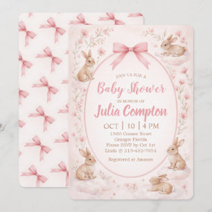 Convite de Chás de Bebê de Coelhinho Floral Macio