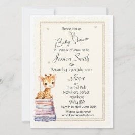 Convite de Chás de Bebê de Girafa Fofa