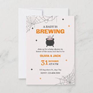 Convite de Chás de Bebê de Halloween Baby is Brewi