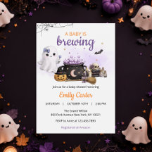 Convite de Chás de Bebê de Halloween 'O Bebê Está 