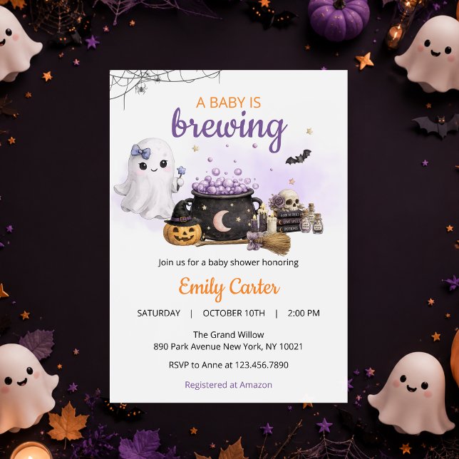 Convite de Chás de Bebê de Halloween 'O Bebê Está  (Criador carregado)