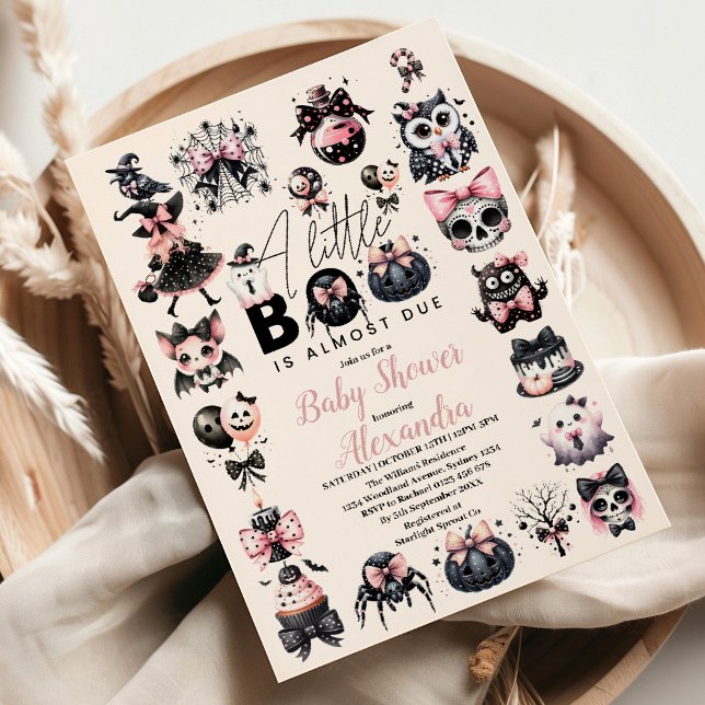 Convite de Chás de Bebê de Halloween Rosa Gótico (Criador carregado)
