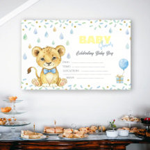 Convite de Chás de Bebê de Leão Fofo – Personaliza