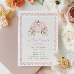 Convite de Chás de Bebê de Outono com Abóbora Rosa