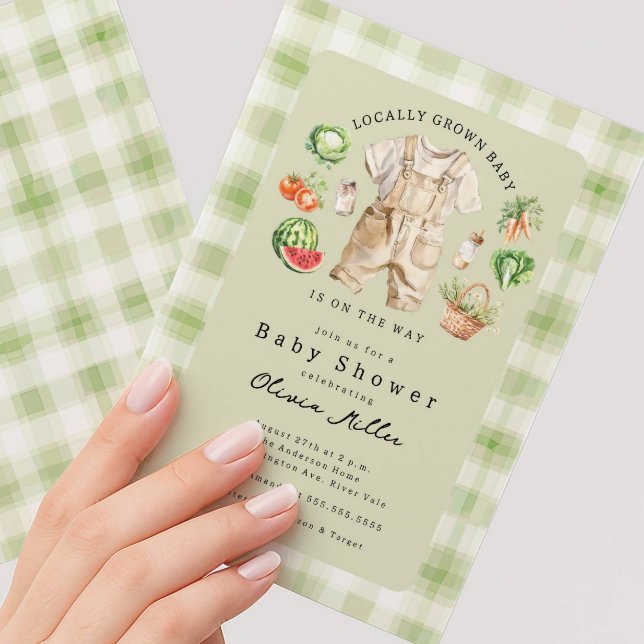 Convite de Chás de Bebê de Produtos Locais (Criador carregado)