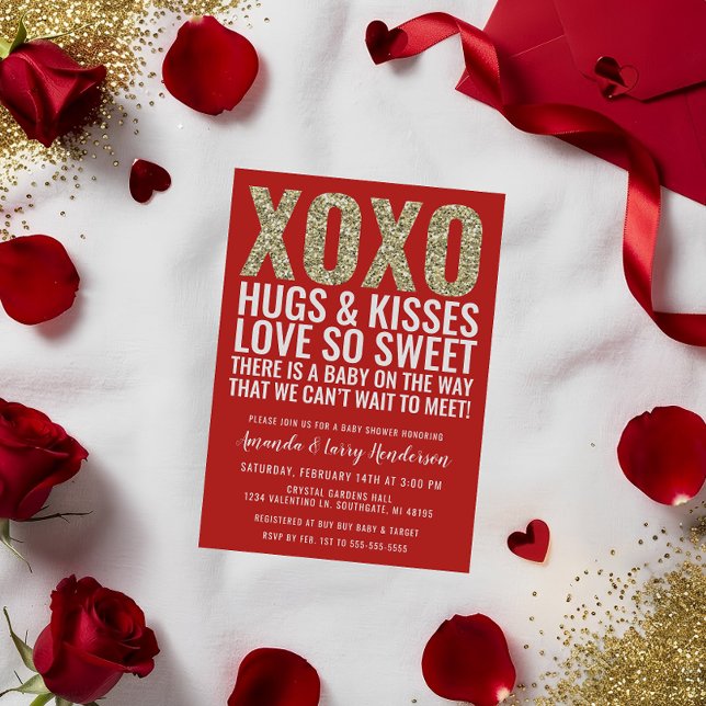 Convite de Chás de Bebê de São Valentão XOXO (Valentine Baby Shower Invitation)