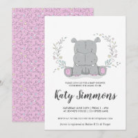 Convite de Chás de Bebê do Amor do Hipopótamo