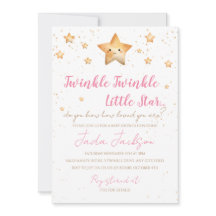 Convite de Chás de Bebê Estrela Brilhante Brilhant