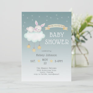 Convite de Chás de Bebê Estrelas Coelho da Florest
