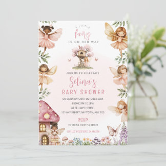 Convite de Chás de Bebê Fadazinha Rosa Floresta