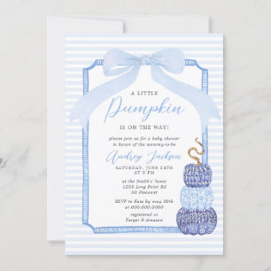 Convite de Chás de Bebê Fall Blue Chinoiserie Blue