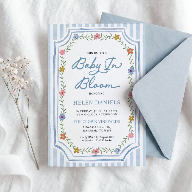 Convite de Chás de Bebê Floral Baby in Bloom (Criador carregado)
