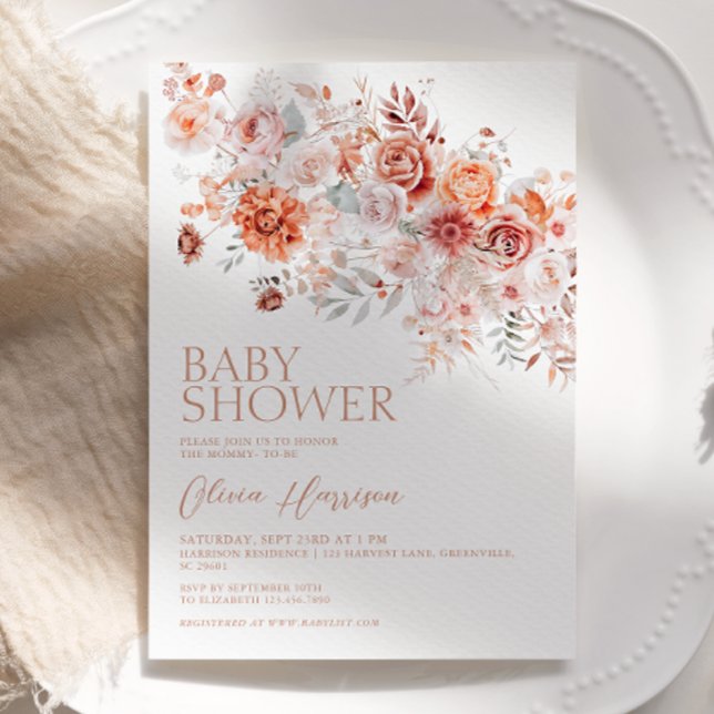 Convite de Chás de Bebê Floral Boho (Criador carregado)