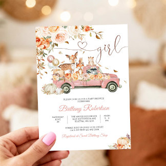 Convite de Chás de Bebê Floral da Floresta